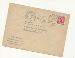 1946 Berlin szovjet megszállásí zóna levél piros orosz medve bélyeg Berlin Charlottenburg KIÁRUSÍTÁS