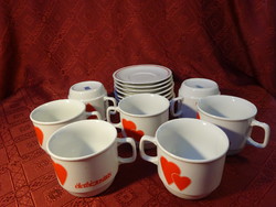 Zsolnay porcelán szívecskés bögre alátéttel. Életbiztosítás felirattal. Vanneki!