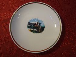 Hollóházi porcelán, Győr feliratú fali tányér, átmérője 15 cm. Vanneki!