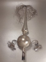 Antik karácsonyfadísz foncsorozott üveg csúcsdísz 30 cm