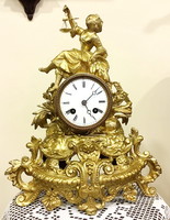 Francia asztali,kandalló óra,1800-s évek vége,felesütő,tökéletesen működő