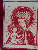 Mária gyermekével keresztszemes hímzésű kép 38x52 cm