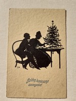 Régi karácsonyi képeslap árnyképes levelezőlap
