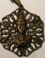 Buddha tömör bronz medál lánccal