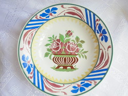Rózsás fajansz fali tányér
