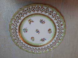 Herendi Viktória mintás porcelán áttört fali tányér, tál 