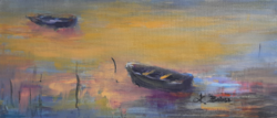 K. Balogh Ágota festmény - Csónakok hajnalban