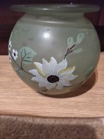 Zöld kézi festésű váza 16 cm
