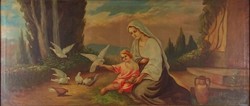 1C219 Koppány jelzéssal: Galambokat etető Jézus és Mária szentkép 1938