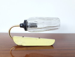 Retro falikar - zománcos sárga fali lámpa - szarvasi? - midcentury modern design, loft ipari stílus