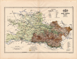 Arad megye térkép 1888 (4), Magyarország, vármegye, atlasz, eredeti, Kogutowicz Manó, 43 x 56 cm