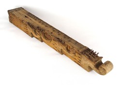 1C284 Antik népi hangszer 16 húros csikófejes faragott citera 87 cm