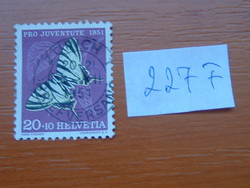 SVÁJC 20 + 10 (R) 1951 Johanna Spyri -  halálának 50. évfordulója rovarok 227F