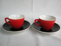 Gránit kerámia piros-fekete kávés csésze pár