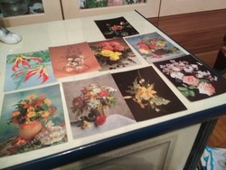 12 db virág mintás és BUÉK posta tiszta képeslapok egyben