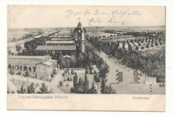 1912 német képeslap Truppen Uebungsplatz Döberitz Baarackenlager Németország futott KIÁRUSÍTÁS