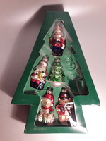 Karácsonyfadísz öt darab dobozában üveg katona maci karácsonyfa figurális