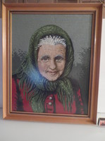 GOBELIN  - 56 x 46 cm - KÉP + keret 4 x 3 cm - üvegezett - gyönyörű munka - Osztrák