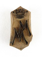 1C347 Antik koronás M.M. monogramos kékfestő nyomó