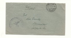Német birodalmi 1944 feldpost levél boríték Horogkereszt bélyegző Werder katonai tábori KIÁRUSÍTÁS