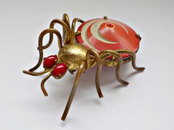 Nagyméretű antik réz pók bross 