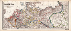 Porosz állam és Észak - Németország térkép 1870, eredeti, német nyelvű, atlas, Kozenn, régi, antik