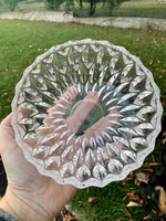 Vintage cast glass bowl, beautiful glass dish, centerpiece, serving - cast glass decorative bowl