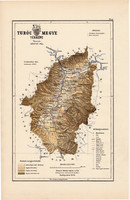 Turóc megye térkép 1889 (3), Magyarország, vármegye, régi, atlasz, eredeti, Kogutowicz Manó, Gönczy