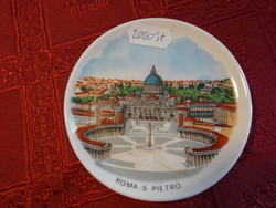 Olasz porcelán mini asztalközép, átmérője 10 cm. ROMA S. PIETRO. Vanneki!