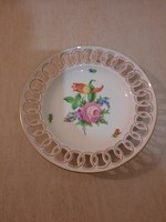 Herendi tulipán mintás (BT) áttört porcelán fali tányér, tál