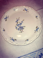 Tollazott Zsolnay porcelán kék barackvirág mintás süteményes tál 