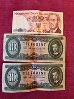 Régi papírpénzek 100 Ft és 100 zloty.