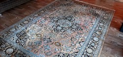 Kézi csomózású Kashmir selyem perzsa szőnyeg