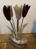 Tulipán csokor szaruból 