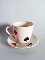 Zsolnay póker mintás,francia kártya mintás kávéscsésze 5db
