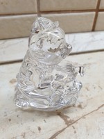 Ólomkristály trombitás maci, kis szobor eladó!