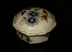 Gyönyörű Zsolnay bonbonier búzavirágos ari porcelán KIÁRUSÍTÁS 1 Forintról jó licitálást