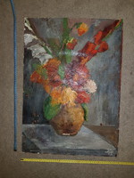 Festmény, Veréb szignós gyönyörű virágcsendélet kartonon, olaj, méret jelezve!