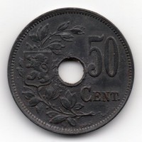 Belgium német megszállás 50 belga cent, 1918, ritka