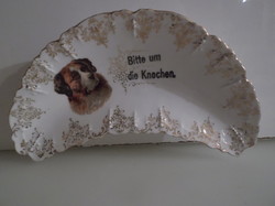 Porcelán - SORSZÁMOZOTT - ARANYOZOTT - RÉGI - csontos tányér - 17 x 11 cm - hibátlan