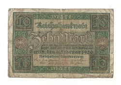 10 márka német birodalom D Reich Berlin 1920 papírpénz Németország bankjegy 1 forintról KIÁRUSÍTÁS