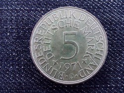 Németország Szövetségi Köztársaság (1949-1990) ezüst (.625) 5 Márka 1971 D (id12981)