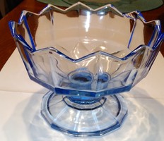 Very heavy, thick blue cup-shaped glass centerpiece, candy holder, bowl