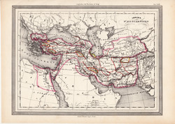 Nagy Sándor birodalma térkép, kiadva 1861, olasz, eredeti, atlasz, történelmi, ókor, Macedónia, régi