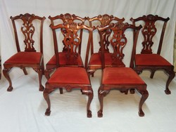 Chippendale mahagóni 6 db szék
