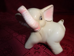 Német porcelán, szürke elefánt, rózsaszín ormánnyal és füllel, hossza 8 cm. Vanneki!