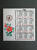 Retró 1981 Fali csempe naptár Műszaki Anyag és Gépkereskedelmi Vállalat- EP