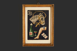 "A Tökéletes Ajándék Férfiaknak" 20x15cm Ital Kártya Nő Lóverseny Gobelin Kép Keretezve Lovi Póker