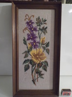 Tapestry - picture - 51.5 x 26 cm embroidery !!! - Glazed - beautiful work - Austrian
