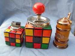 Öngyújtó hamutálcával eladó +ajándék korsó  Rubik-kocka a porcelánból korai darab 74-75 évek